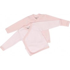 ISI MINI - Wikkelhemd - Model: Teddy - Lange mouw - Kleur: Roze - Maat: 62/68 - set van 2